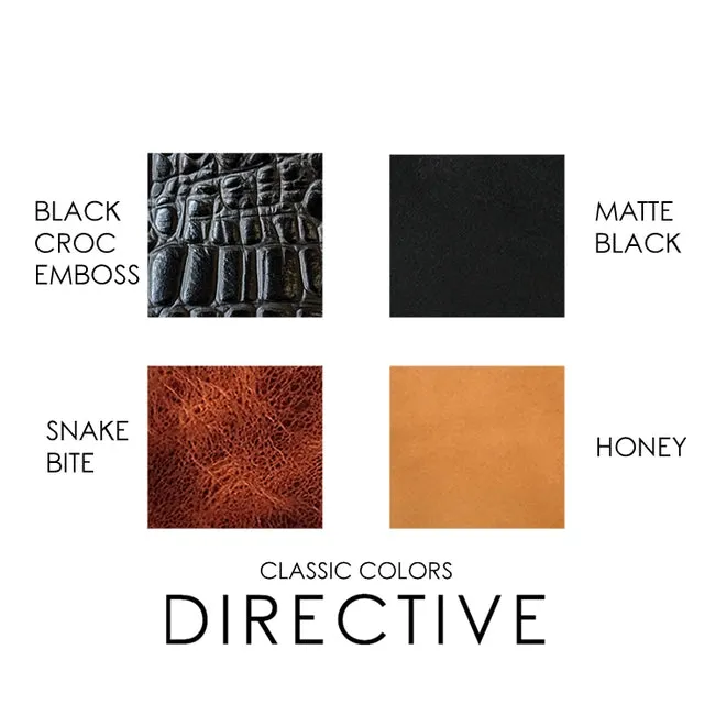 Directive Square Zippered Leather Coin Pouch  | Matte Black