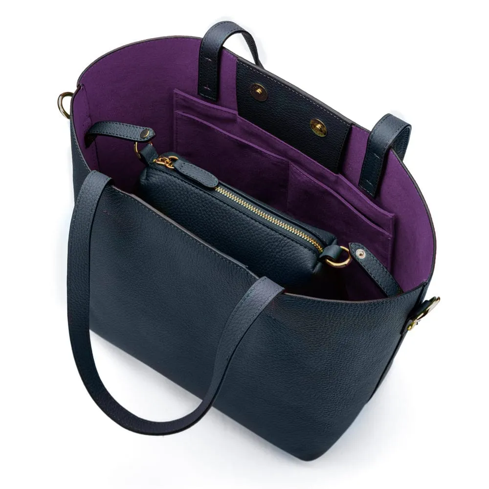 Emma 2 in 1 Leather Tote Bag - Navy