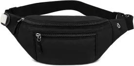 Fanny Packs, Waterproof Waist Bag Pack Belt Bag with Adjustable Strap for Men and Women, Compact Cross Body Fanny Pack with Multi-pockets for Running, Walking, Hiking (black)