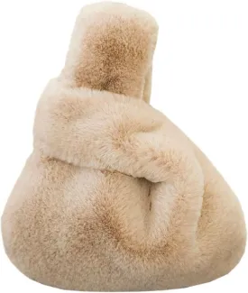 Faux Fur Shoulder Bag - Minimalist Simple Fuzzy Handbag - Aesthetic Tote Bag Purse for Women Teen Girls