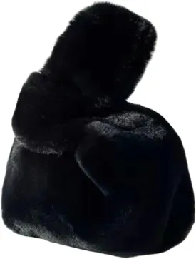 Faux Fur Shoulder Bag - Minimalist Simple Fuzzy Handbag - Aesthetic Tote Bag Purse for Women Teen Girls