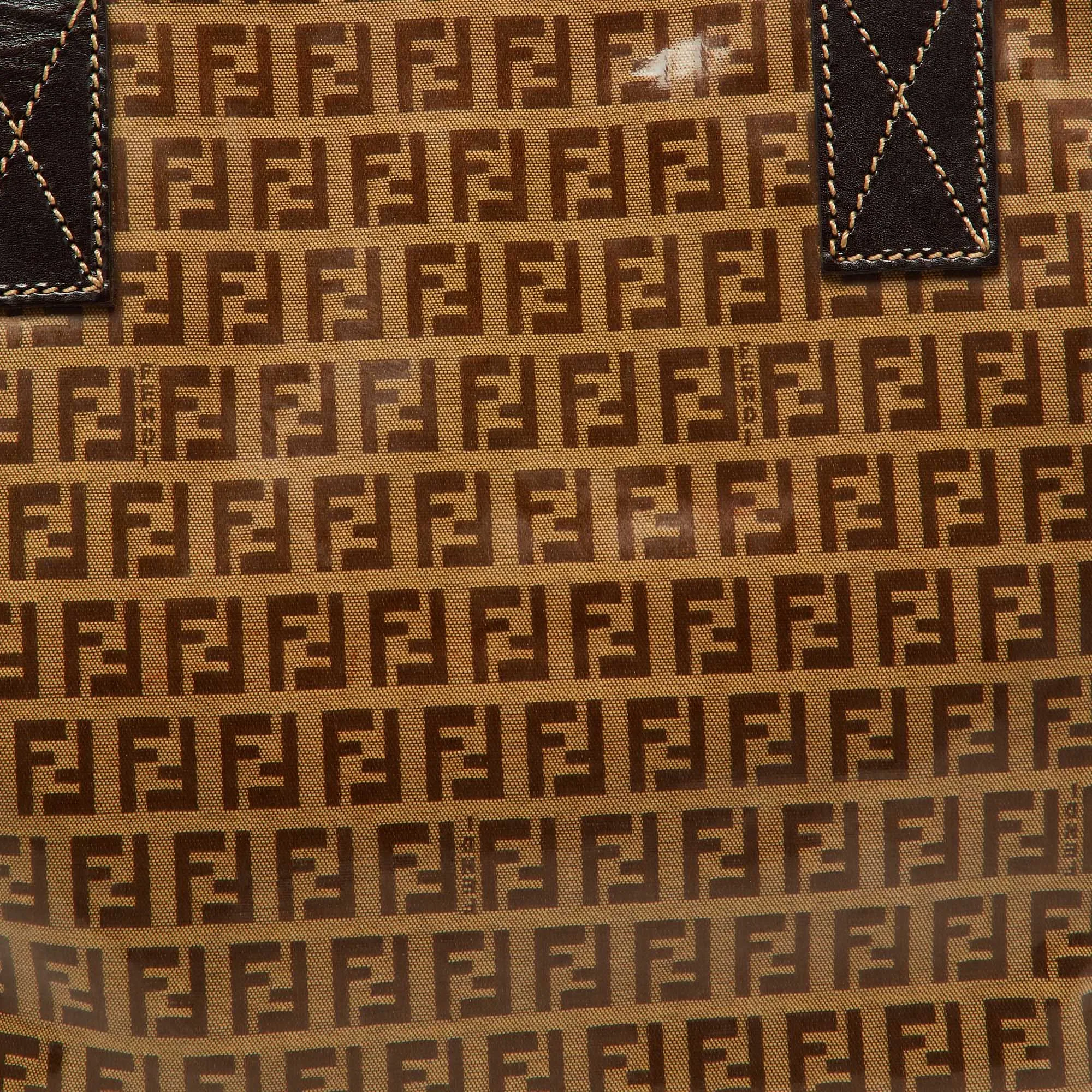 Fendi /brown Zucchino Coated Fabric And Leather Tote