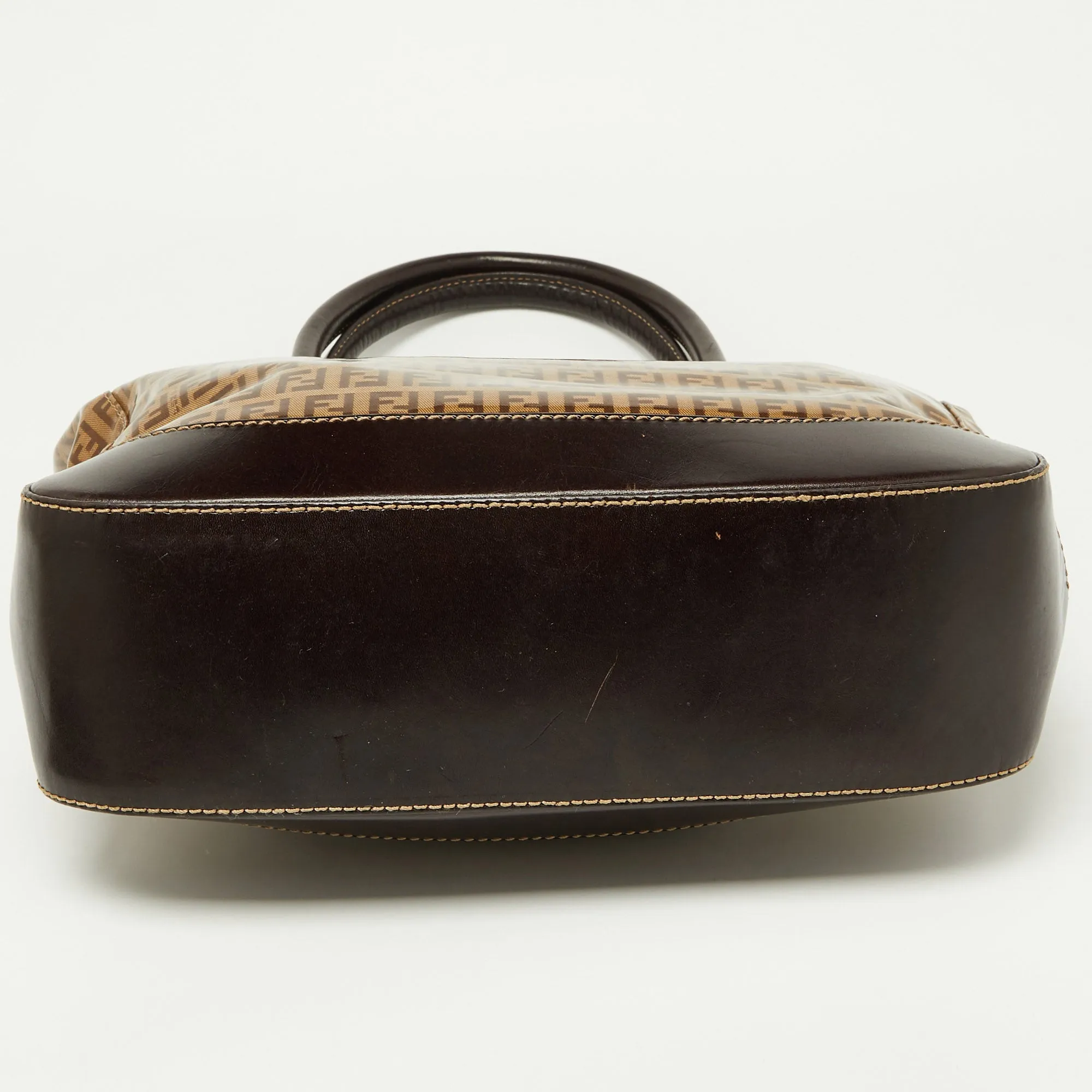 Fendi /brown Zucchino Coated Fabric And Leather Tote