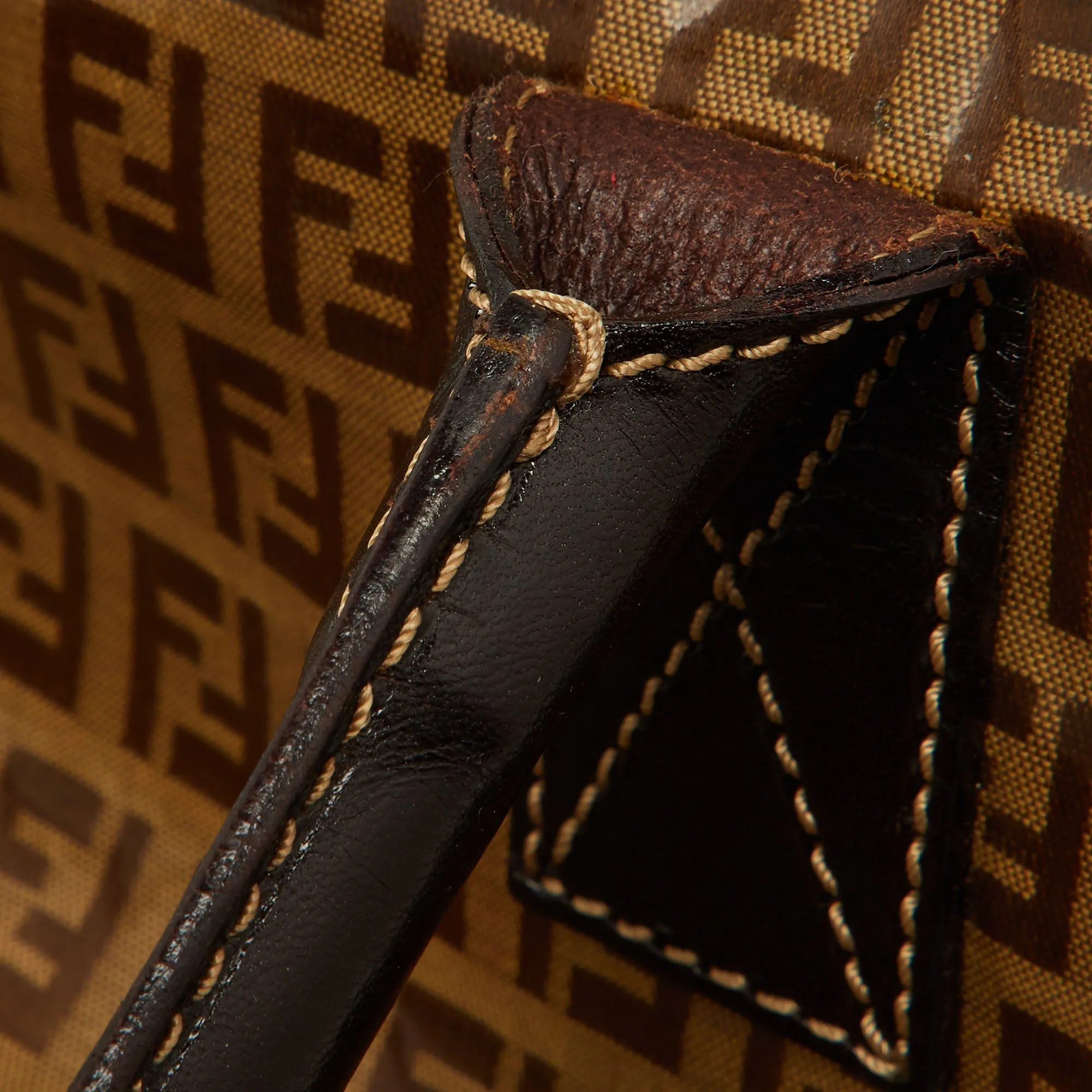 Fendi /brown Zucchino Coated Fabric And Leather Tote