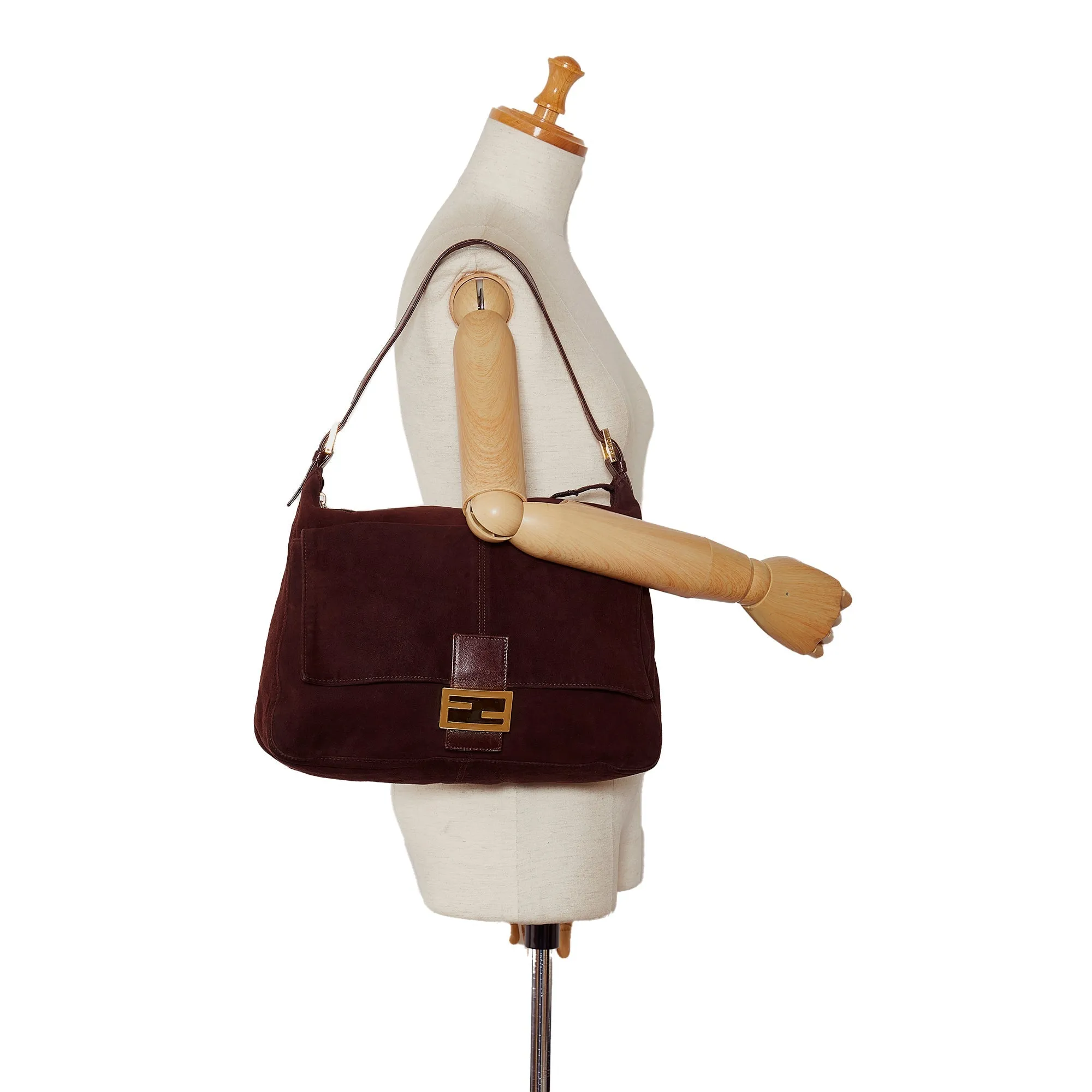 FENDI FF Suede Shoulder Bag
