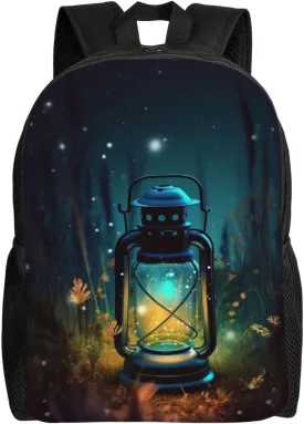 Fireflies And Lantern Cute Backpack Waterproof Lightweight Laptop Backpack Shoulder Bag Casual Daypack For Women Men