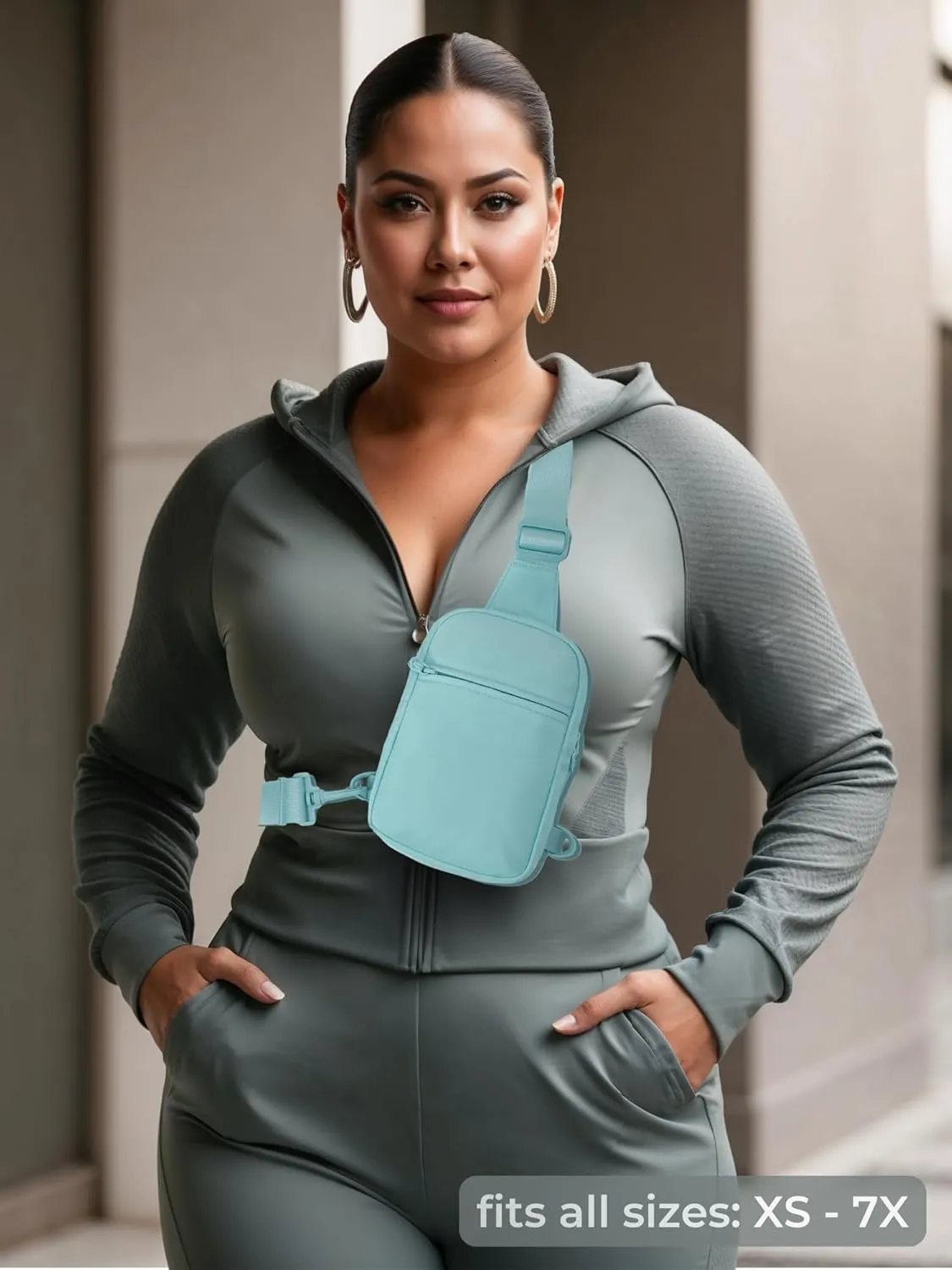 FORZAROCKET Ultralight Sling Bag w/Long Strap 70"  Small Crossbody Bag w/Extended Strap  Women Men Fanny Pack w/Anti-Theft Pocket  Two-Way Durable Zipper  Travel & Plus Size Friendly, Light Blue