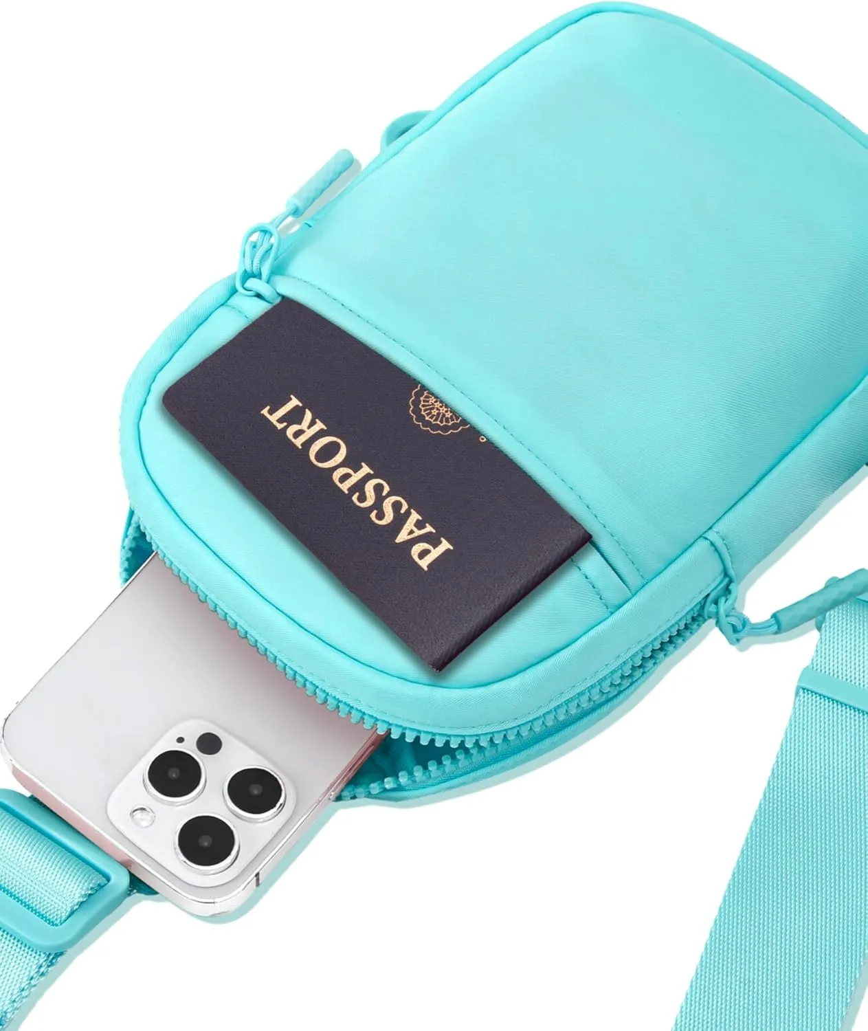 FORZAROCKET Ultralight Sling Bag w/Long Strap 70"  Small Crossbody Bag w/Extended Strap  Women Men Fanny Pack w/Anti-Theft Pocket  Two-Way Durable Zipper  Travel & Plus Size Friendly, Light Blue
