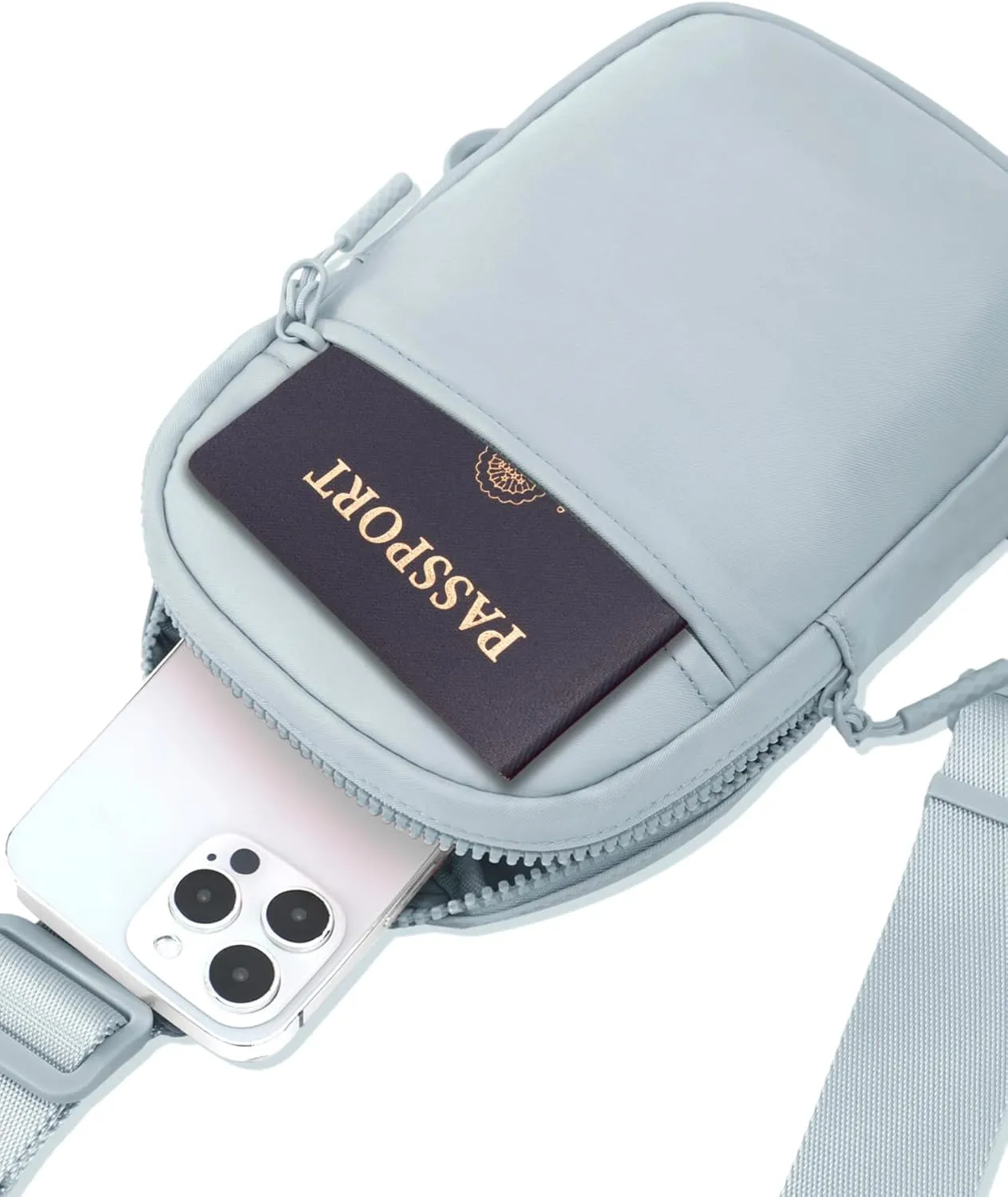 FORZAROCKET Ultralight Sling Bag w/Long Strap 70"  Small Crossbody Bag w/Extended Strap  Women Men Fanny Pack w/Anti-Theft Pocket  Two-Way Durable Zipper  Travel & Plus Size Friendly, Light Grey
