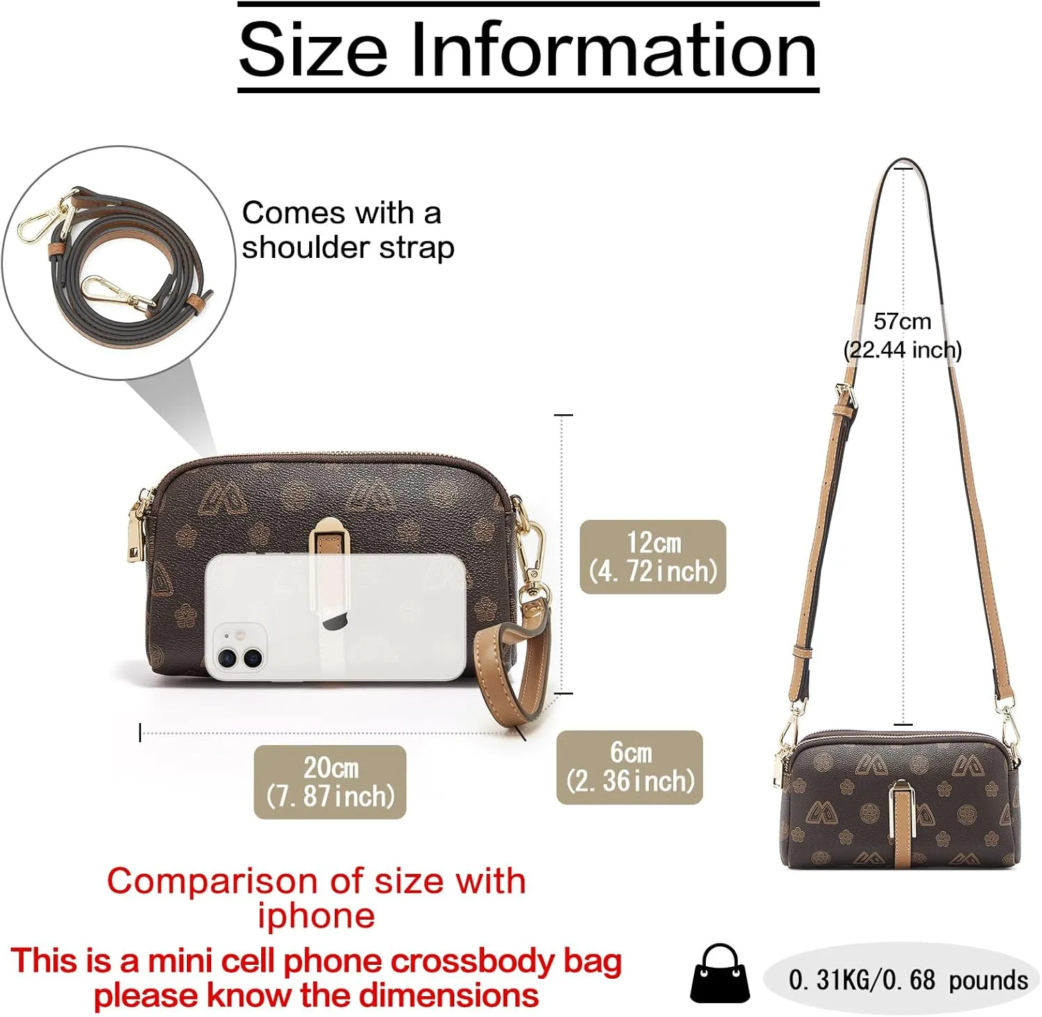 FOXLOVER Small Crossbody Bag for Women PVC Leather Cell Phone Holder Credit Card Slot Shoulder Bag Purse Lightweight Handbags