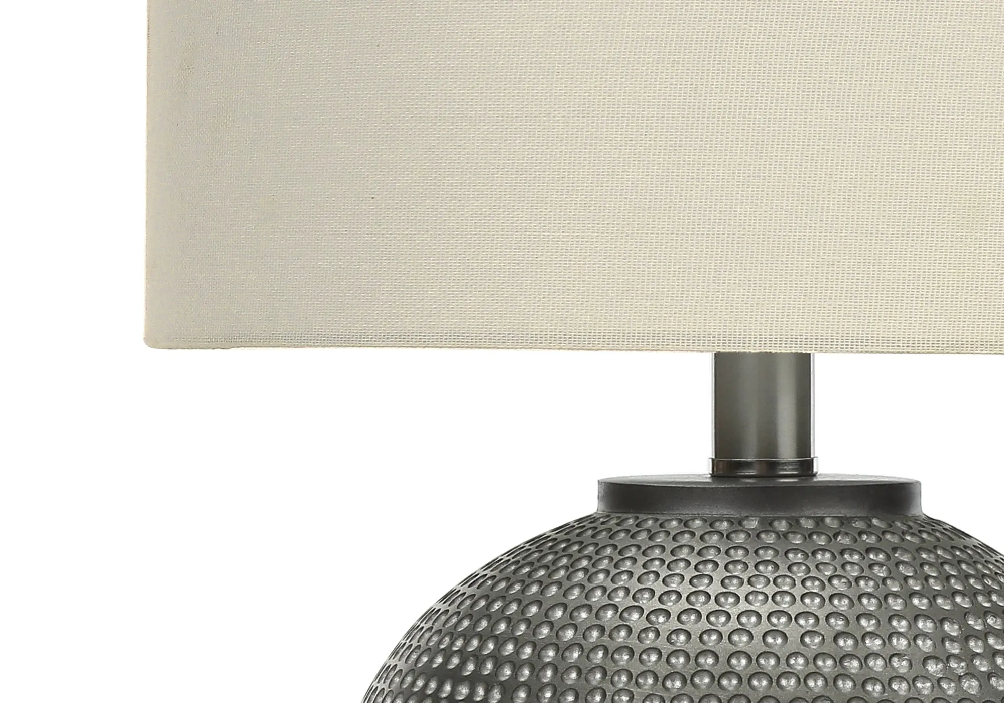 GlowLite 19"H Grey Resin Table Lamp - Modern Illumination with Ivory/Cream Shade