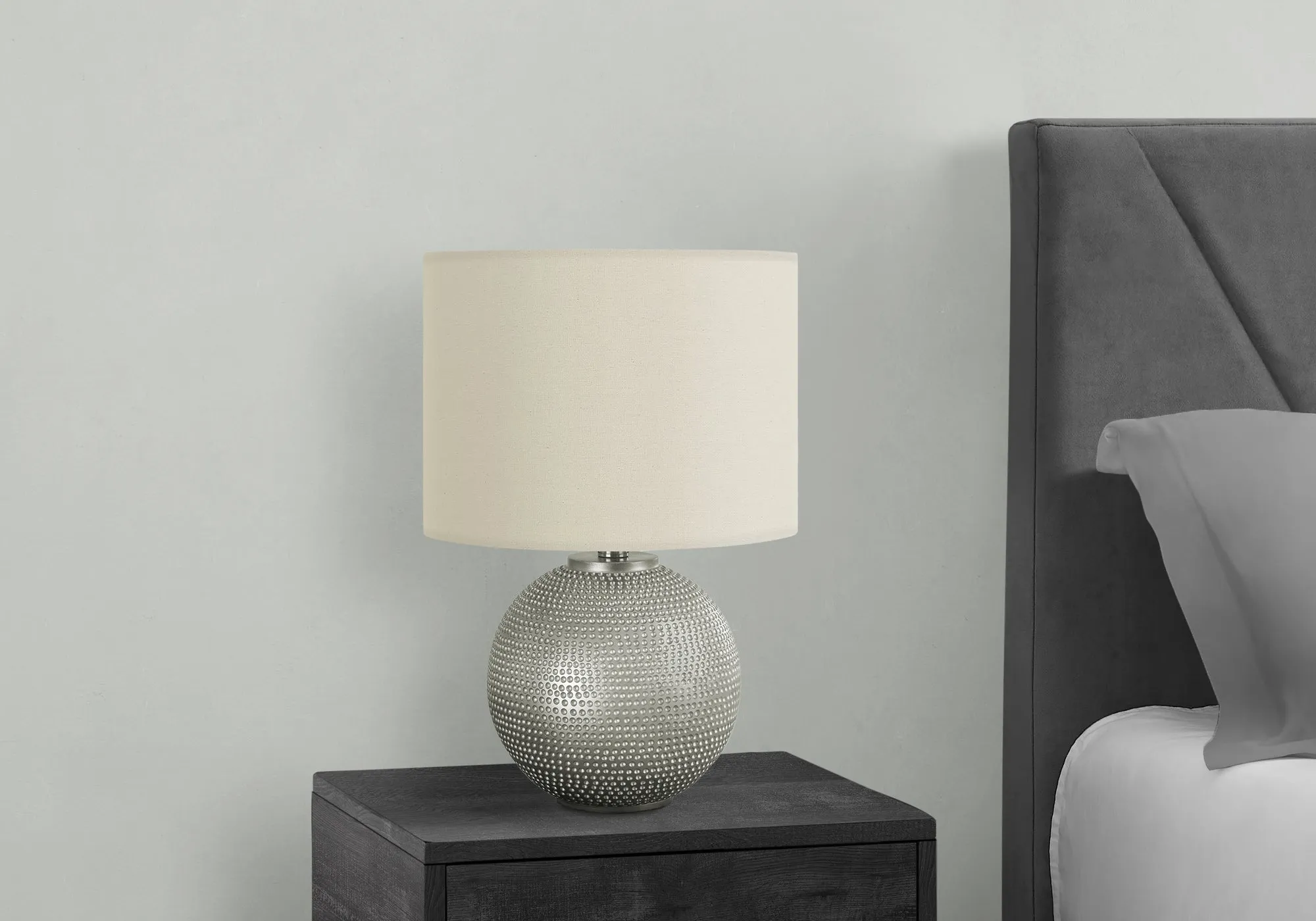 GlowLite 19"H Grey Resin Table Lamp - Modern Illumination with Ivory/Cream Shade