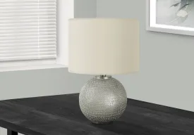 GlowLite 19"H Grey Resin Table Lamp - Modern Illumination with Ivory/Cream Shade