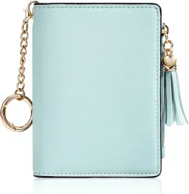 Gostwo Small Wallet Women RFID Wallet Girls Wallet with ID Window and Zippered Coin Pocket Tassel Cute Wallet Gift for Women Teenager Girls