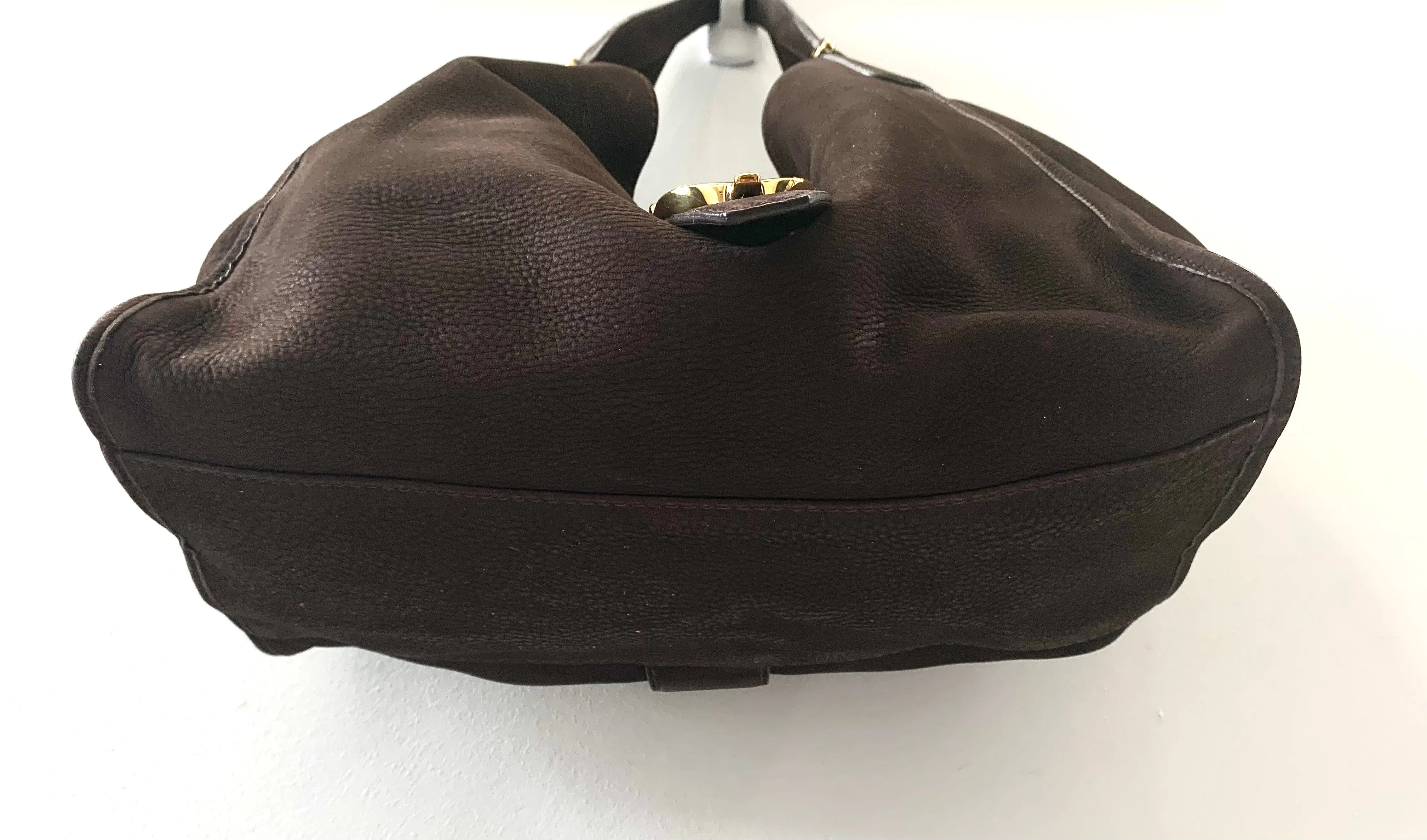GUCCI STIRRUP NUBUCK SUEDE HOBO BAG