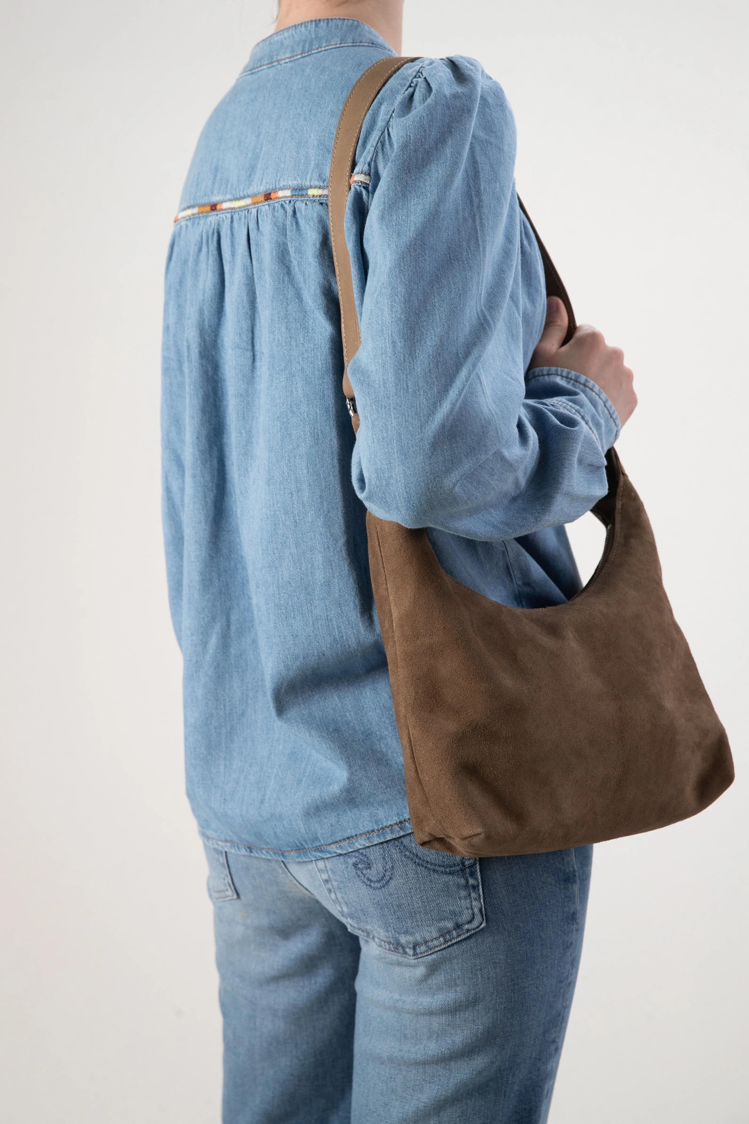 Harpers Emporium Shoulder Bag in Walnut Suede