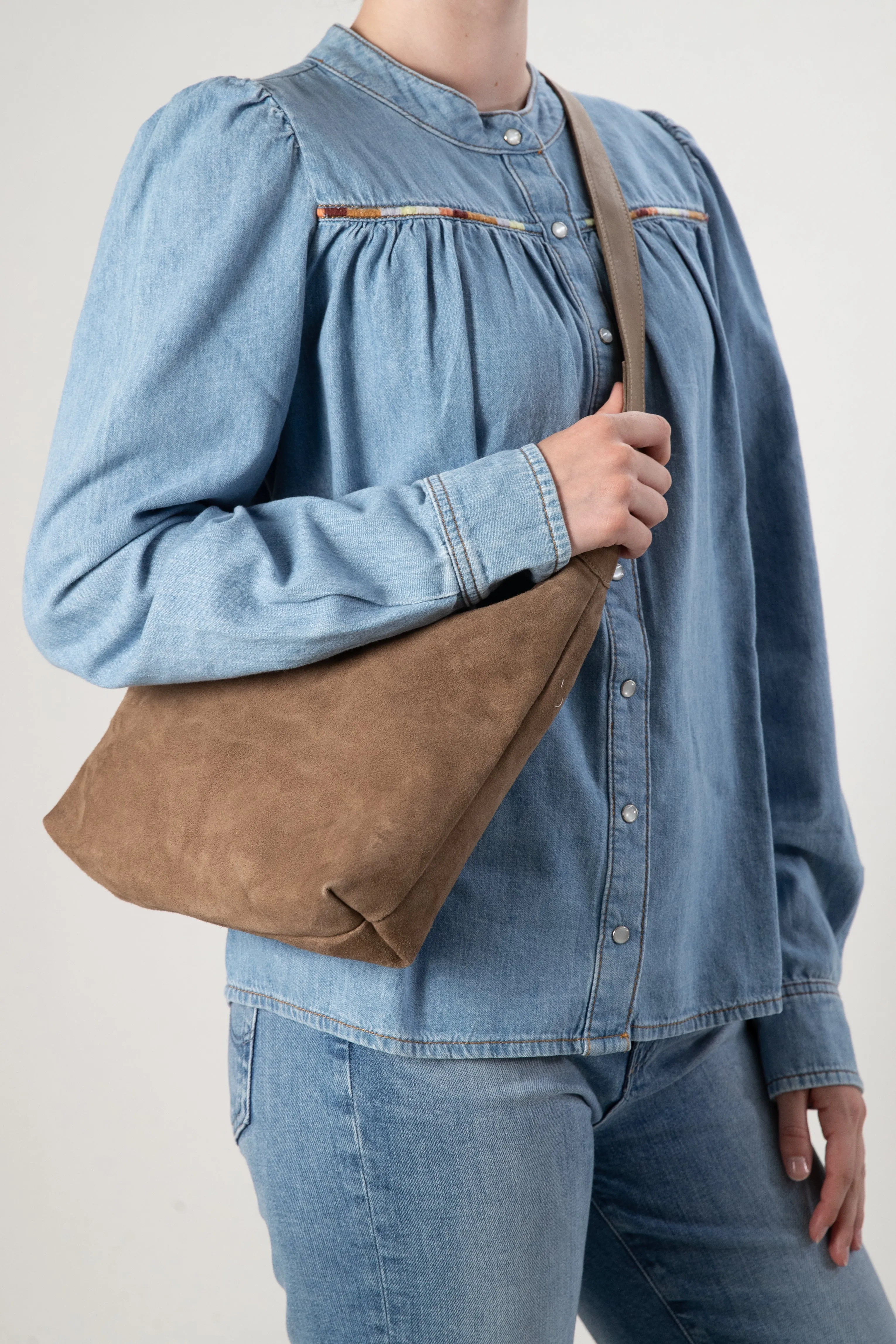 Harpers Emporium Shoulder Bag in Walnut Suede