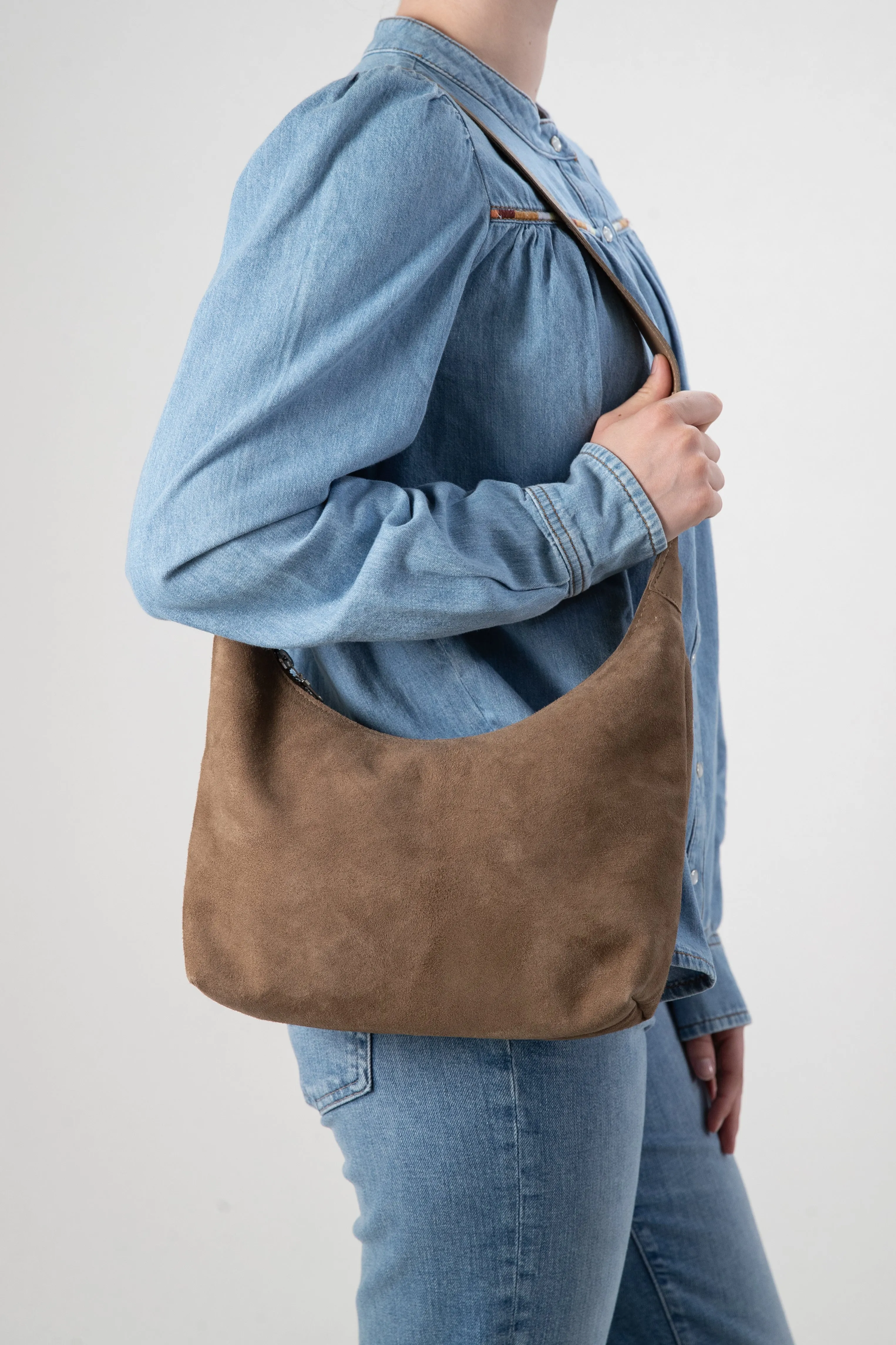 Harpers Emporium Shoulder Bag in Walnut Suede