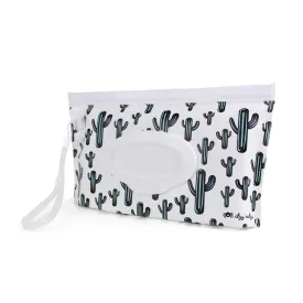 Itzy Ritzy Travel Wipes Case - Reusable Wipe Pouch  Take & Travel Pouch Holds Up To 30 Wet Wipes, Includes Silicone Wristlet Strap, Cactus
