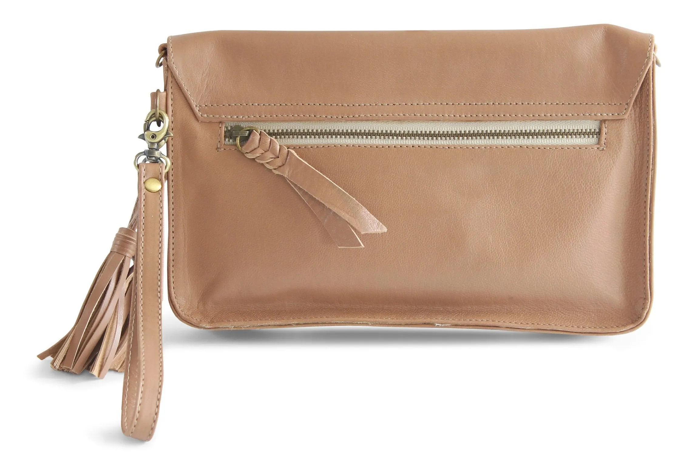 JANE LEATHER CLUTCH IN NUDE