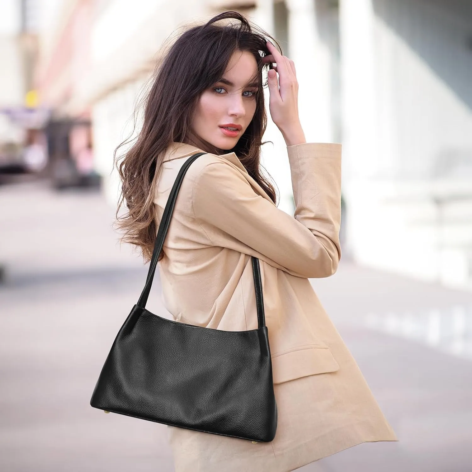 Kattee Leather Purses and Handbags for Women, Soft Genuine Leather Shoulder Hobo Bags with Top Magnetic Snap Closure