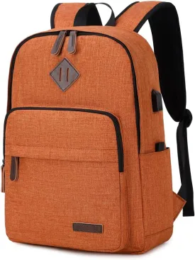 KYALOU Laptop Backpack, Lightweight Bookbag Casual Daypack for Men and Women, College with USB Charging Port - Light Brown
