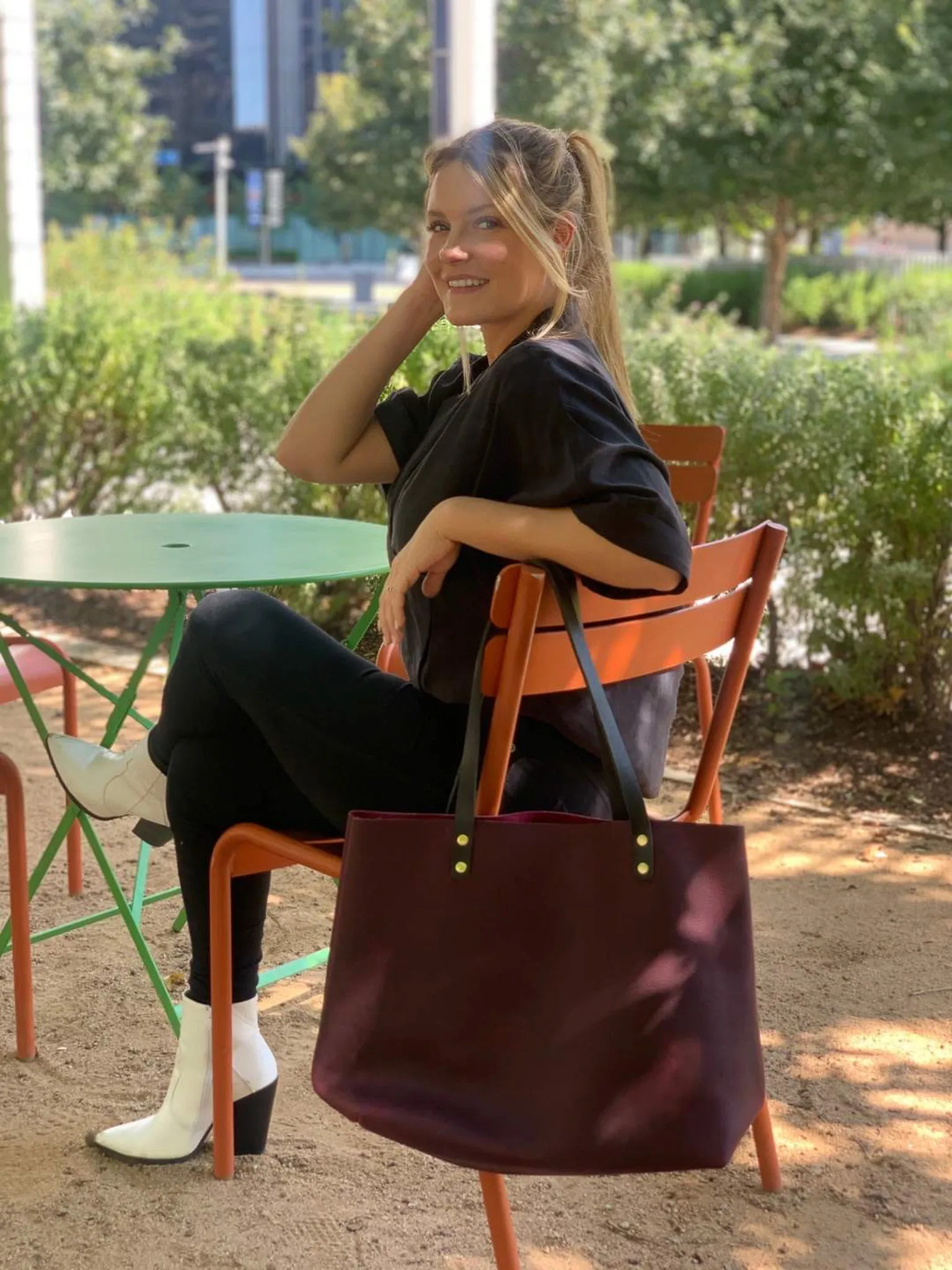 Large Burgundy Leather Tote