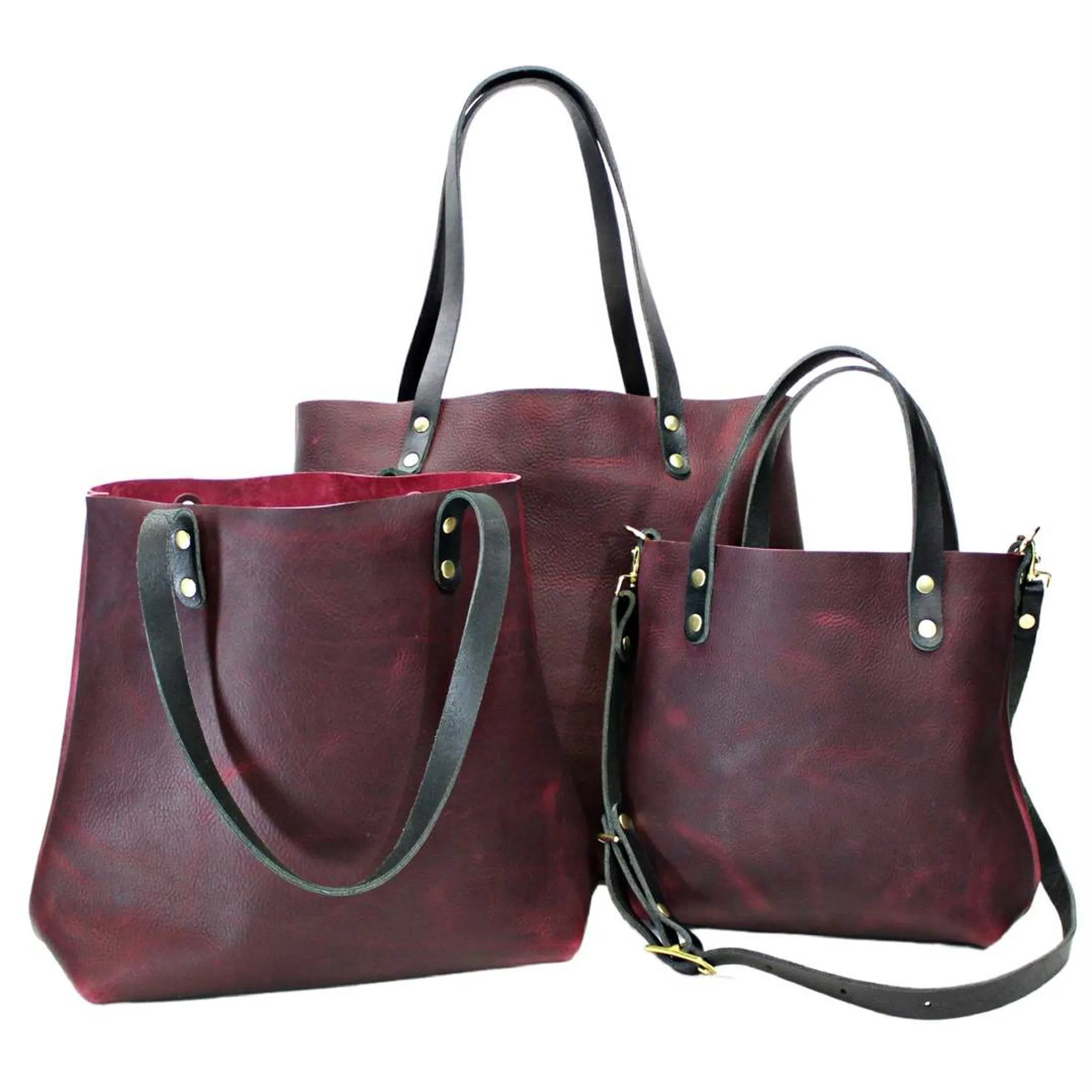 Large Burgundy Leather Tote