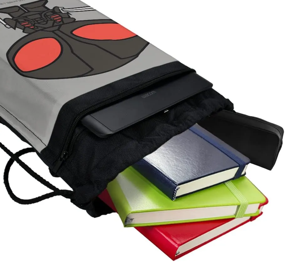 LOGOVISION Aquaman Movie Black Manta Chibi Character Drawstring Backpack Sports Bag Sackpack 17" x 13", Perfect for Gym, Yoga or Practice