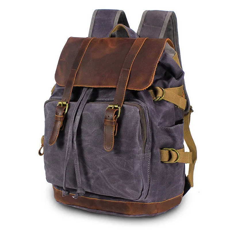 Men Waxed Backpack Handmade Canvas Backpack Hiking Rucksacks