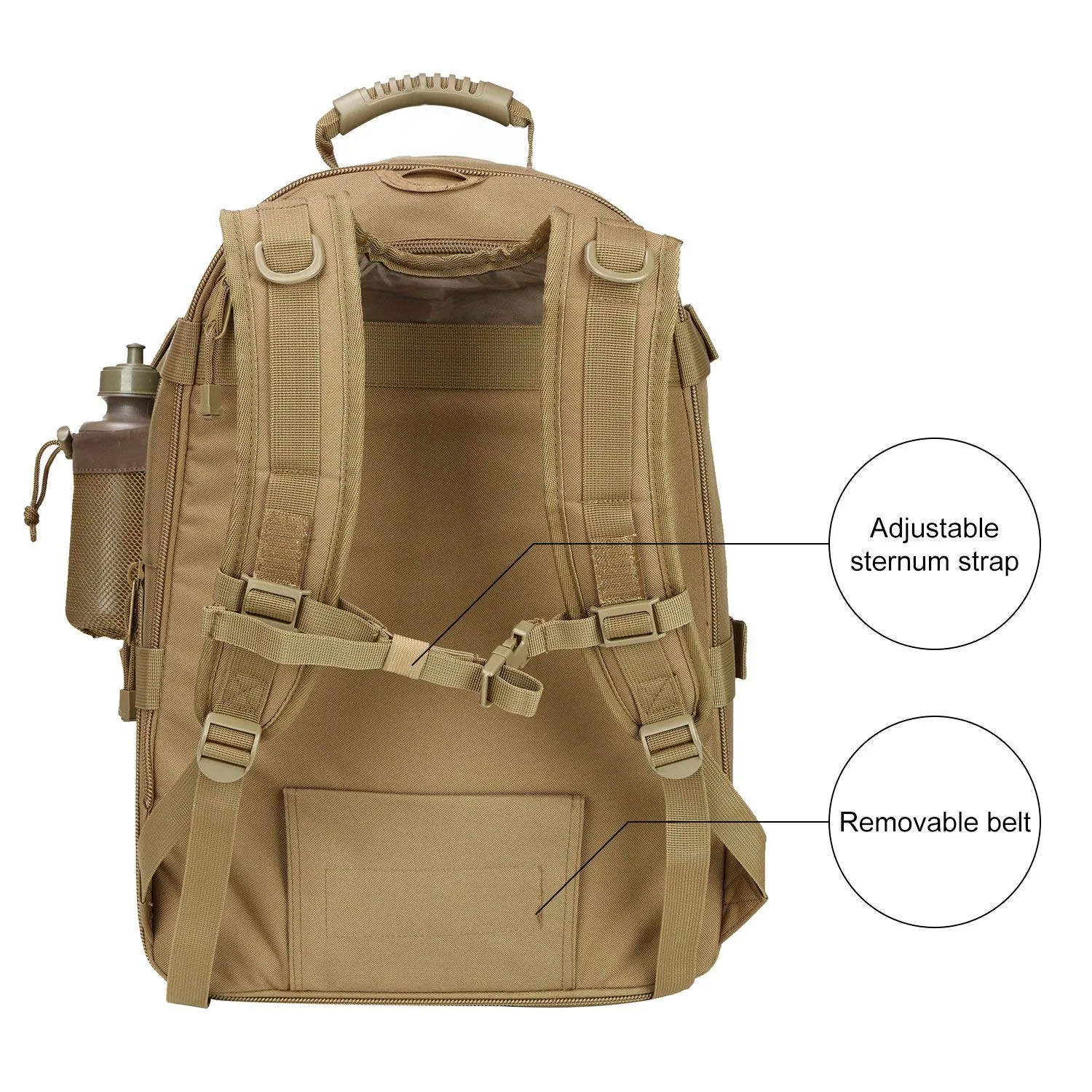 Military Expandable Travel Backpack Tactical Waterproof Work Backpack for Men(TAN)