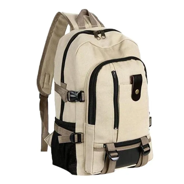 Multi-Pocket Canvas School Backpack