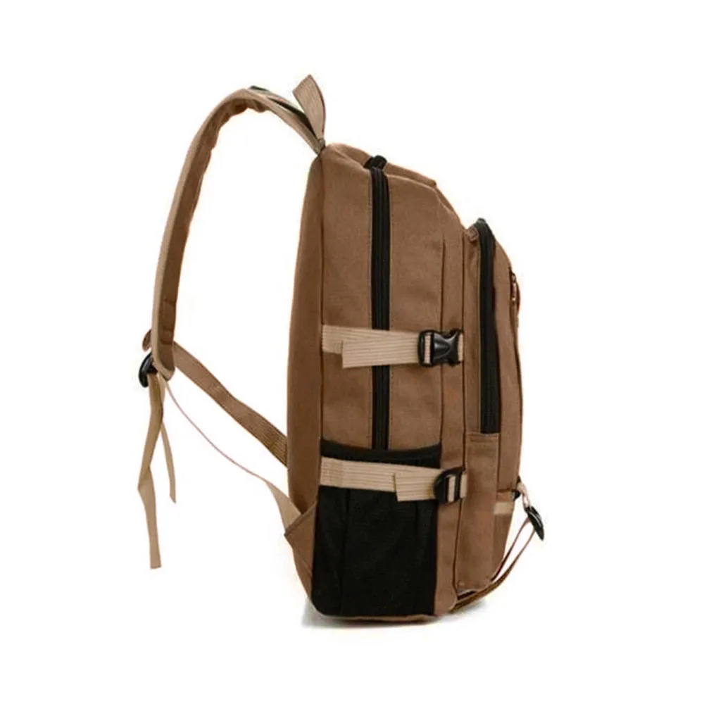 Multi-Pocket Canvas School Backpack