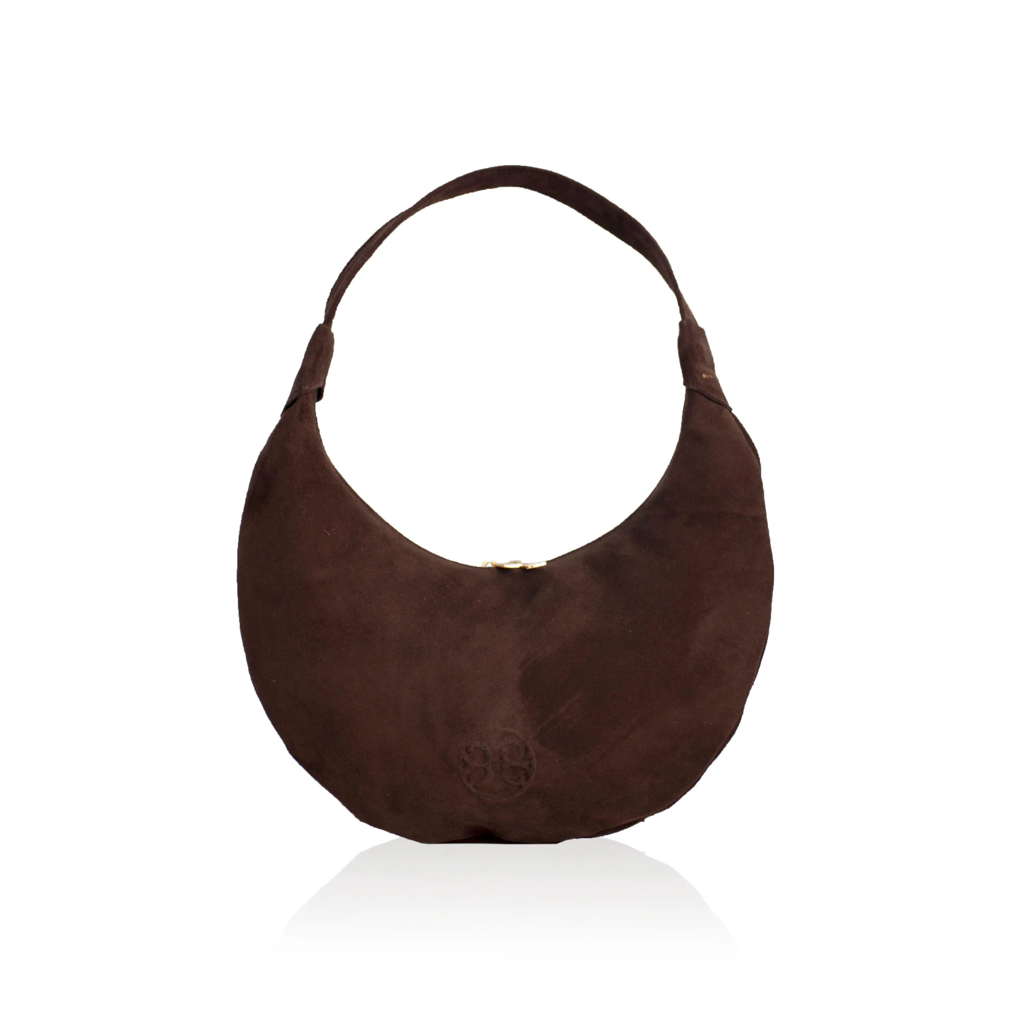 Ophelia Small Suede Leather Shoulder Bag - Chocolate