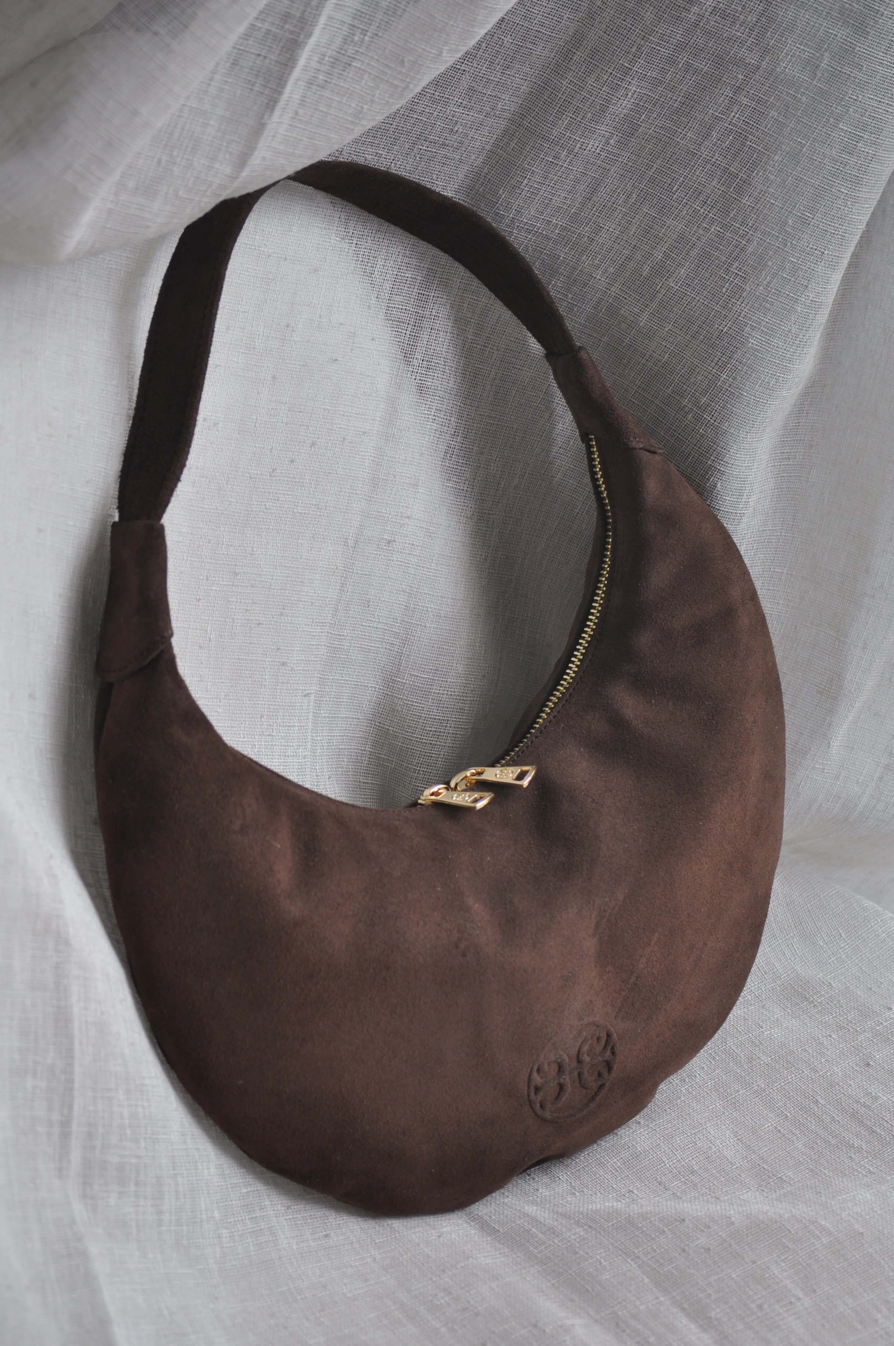 Ophelia Small Suede Leather Shoulder Bag - Chocolate