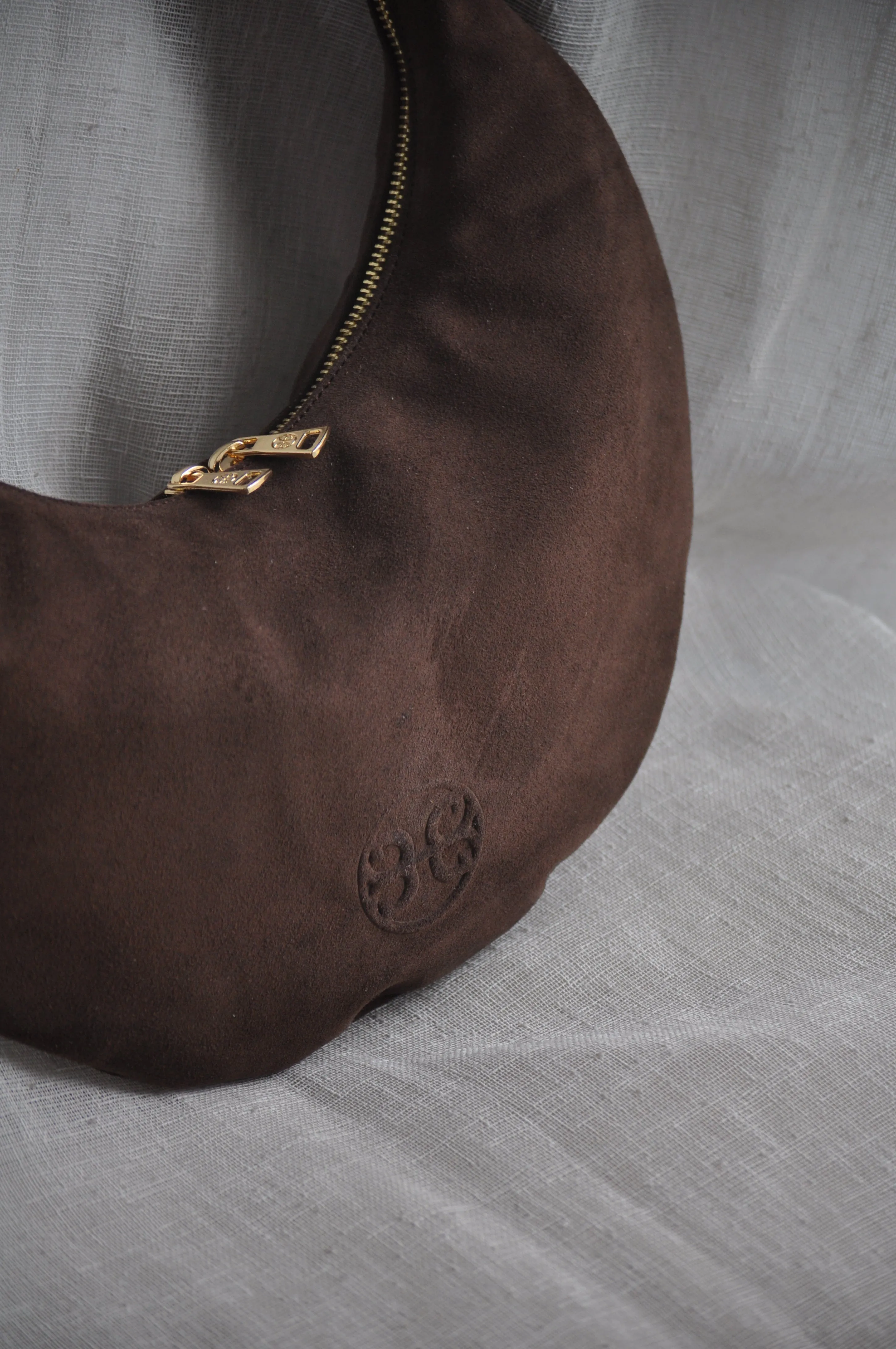 Ophelia Small Suede Leather Shoulder Bag - Chocolate