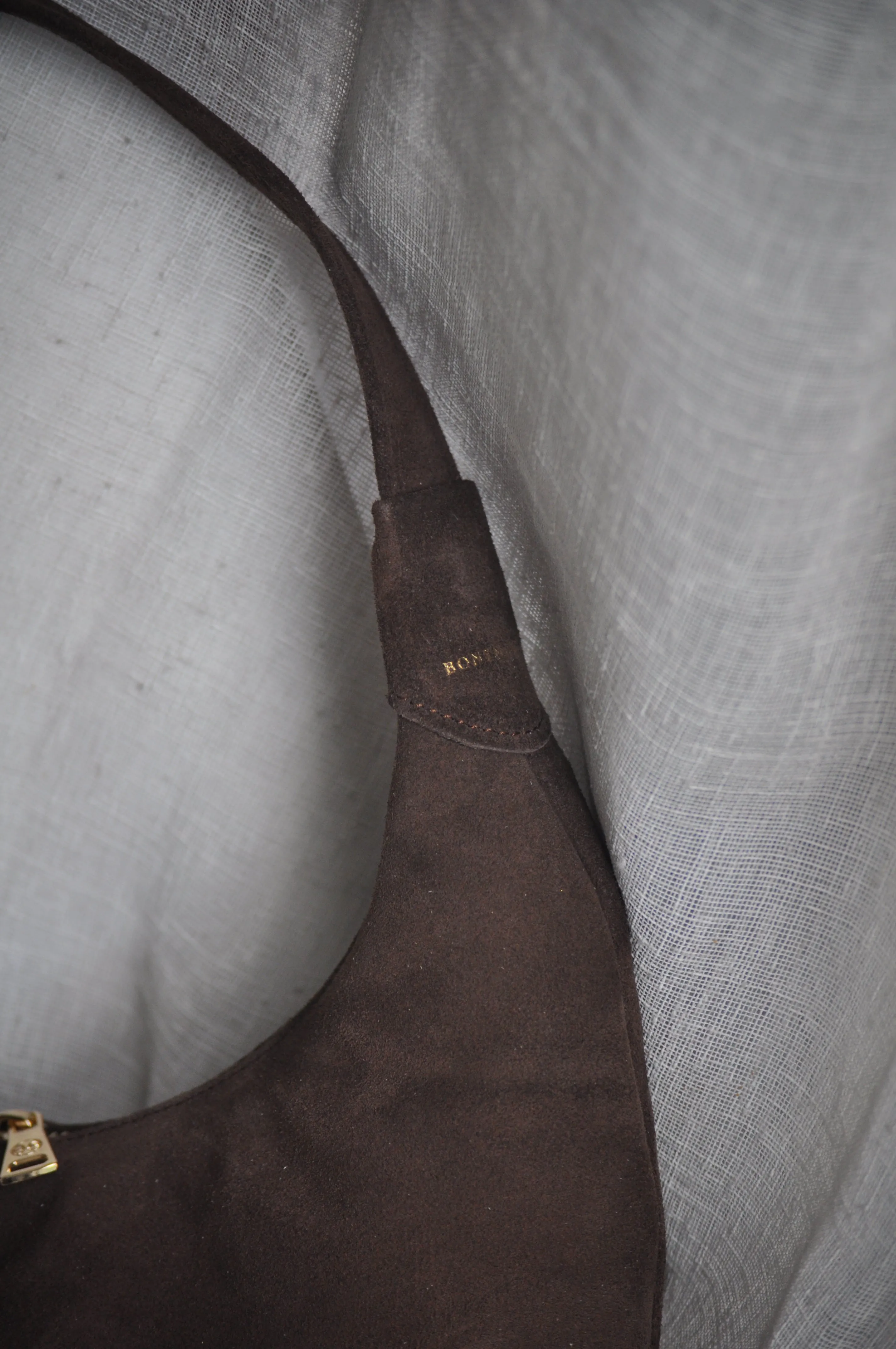 Ophelia Small Suede Leather Shoulder Bag - Chocolate