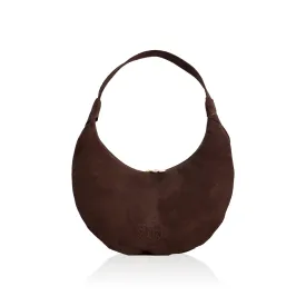 Ophelia Small Suede Leather Shoulder Bag - Chocolate