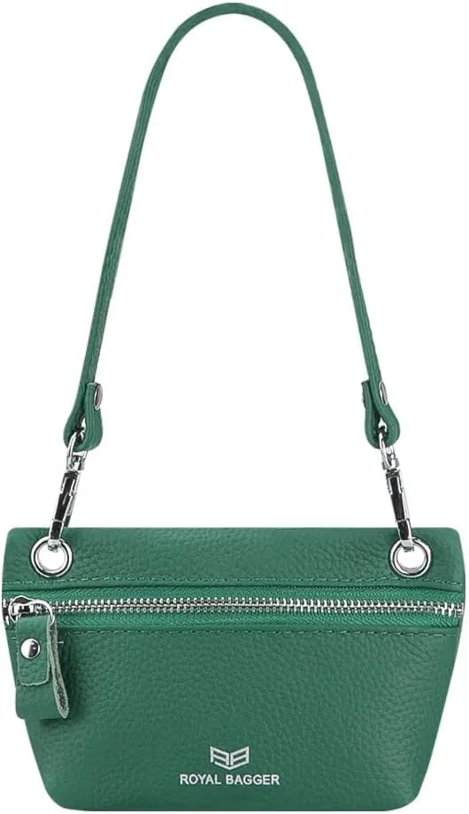 RFID Blocking Coin Purse for Women Genuine Leather Portable Small Handbag Fashion Casual Clutch Wallet 2800 (Green)
