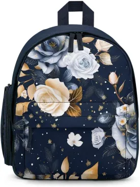 Rose Flowers Cute Backpack Daily Casual Daypack Travel Mini Bag with Adjustable Strap Blue-style-36