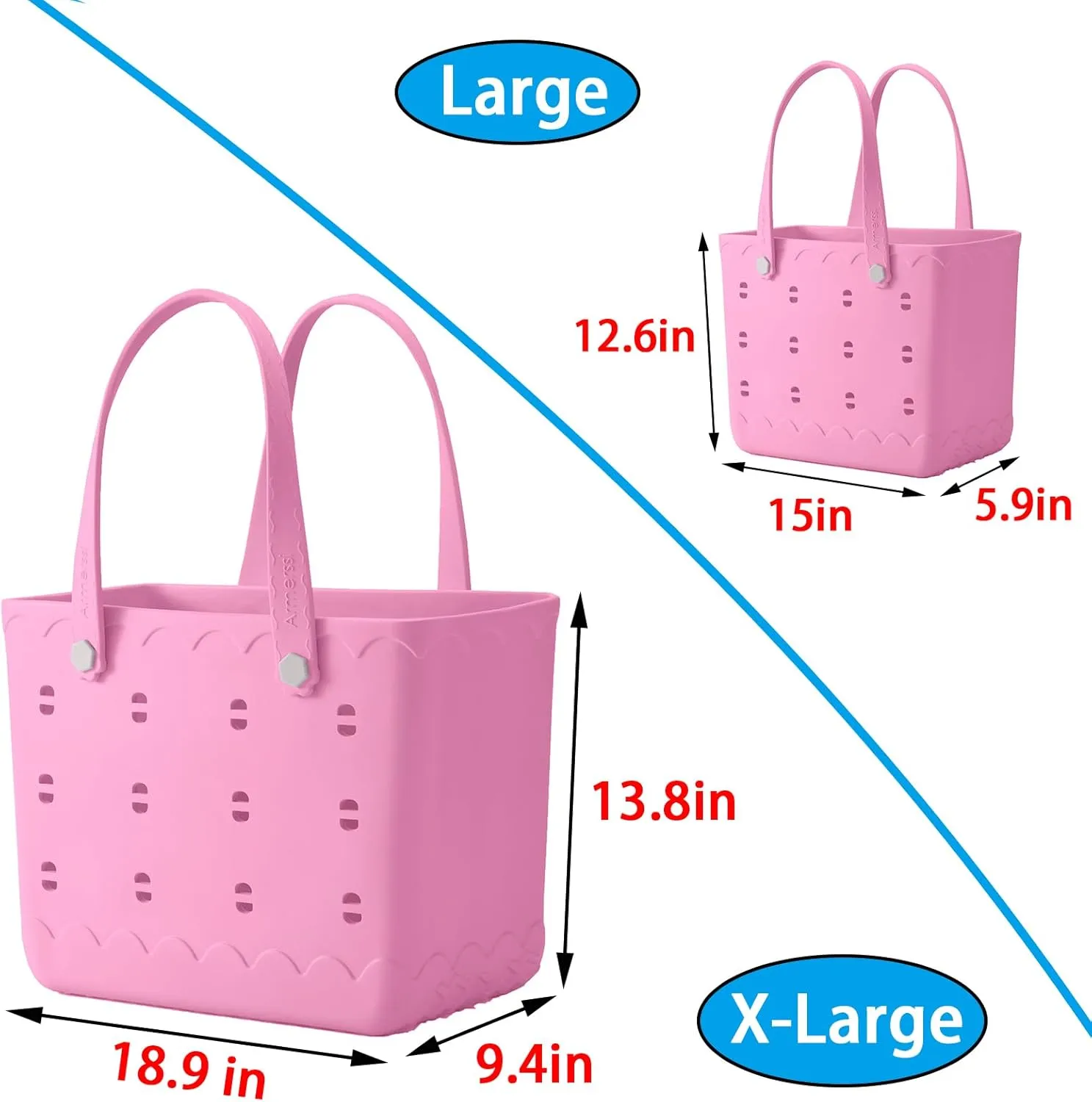 Rubber Beach Bag Waterproof Washable Tip-Proof Durable Tote Bag for Beach Boat Pool and Sports X Large Rubber Tote