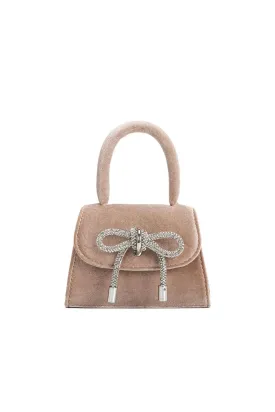 SABRINA TAUPE MINI VELVET BAG