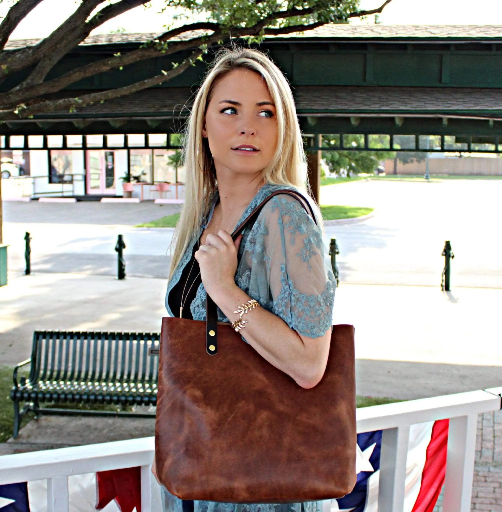 Saddle Brown Leather Tote