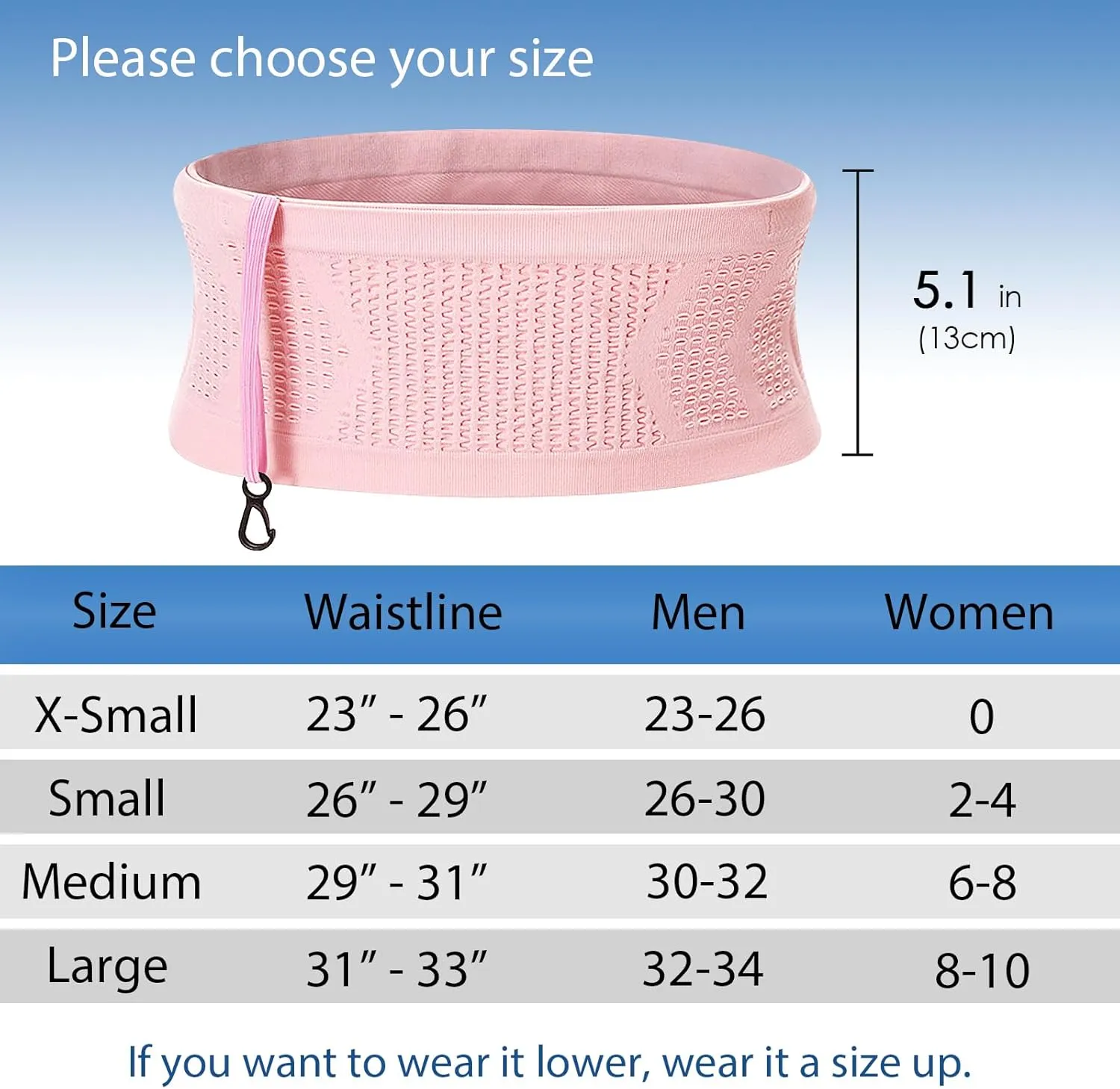Slim Running Belt, Hidden Running Belt Fanny Pack for Men Women, Travel Running Waist Belt for Money and Passport (Pink, Large)