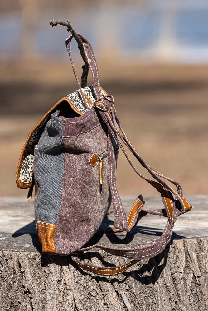 Small Canvas Backpack with Ornaments
