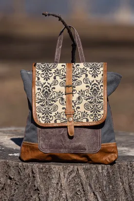 Small Canvas Backpack with Ornaments