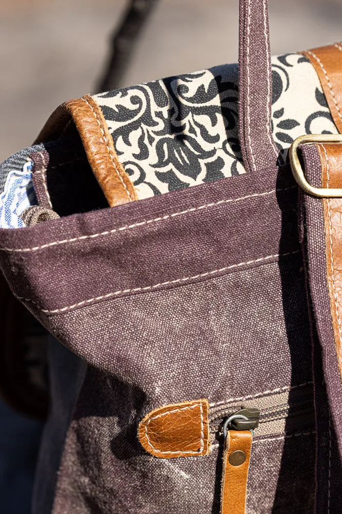 Small Canvas Backpack with Ornaments