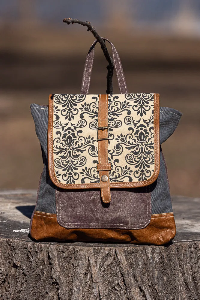 Small Canvas Backpack with Ornaments