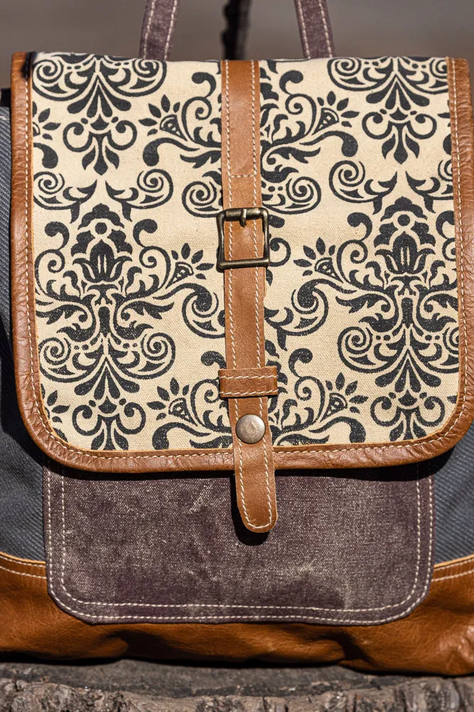 Small Canvas Backpack with Ornaments
