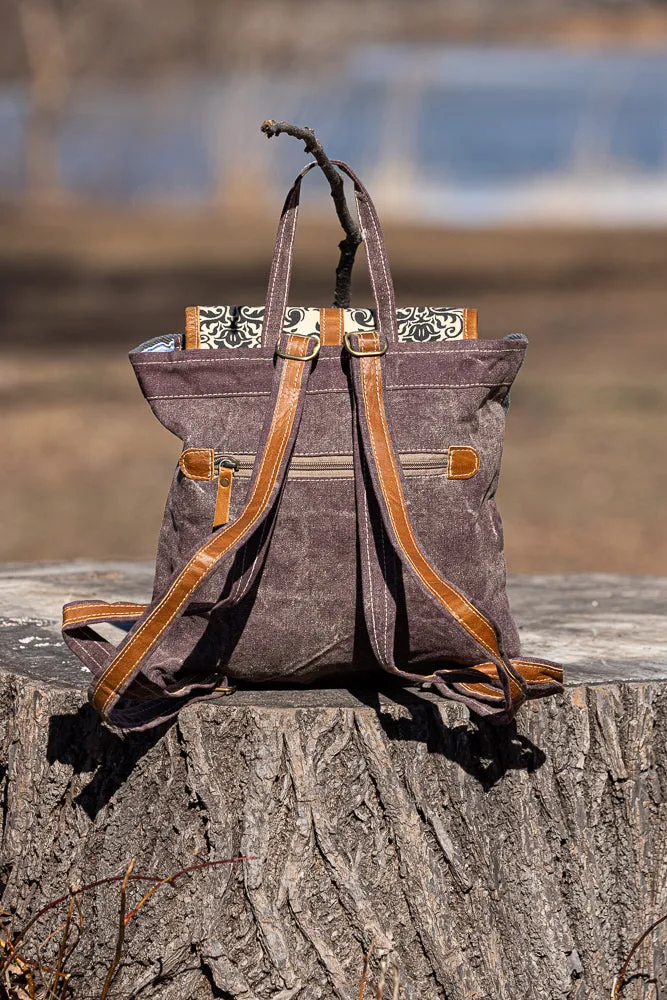 Small Canvas Backpack with Ornaments